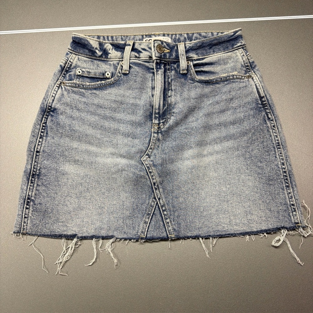So‎ Goods for Life Women's High-Rise Pleated Denim Mini Skirt Blue Size 5/27W